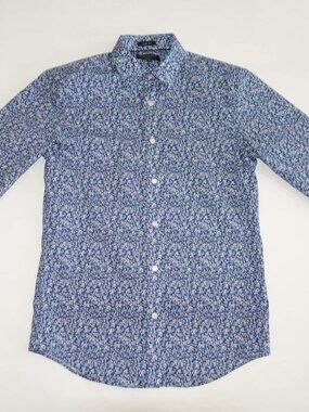 Banana Republic Men's Non Iron Slim Fit Button Front Shirt Small Blue White S